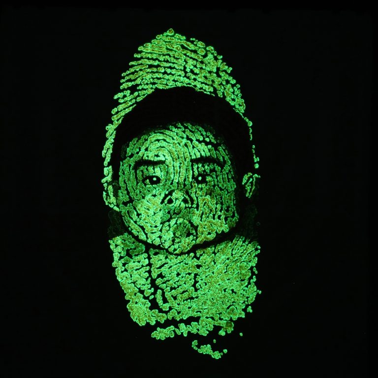 Fingerprint 1, Mixed media on Canvas (Under the light), 200 × 200 cm, 2017 指紋 2，複合媒材、畫布(開燈)，200 × 200 cm，2017